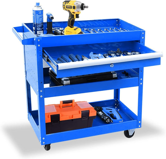 Yenntrss 3-Tray Tool Cart with Lock Drawers and Wheels