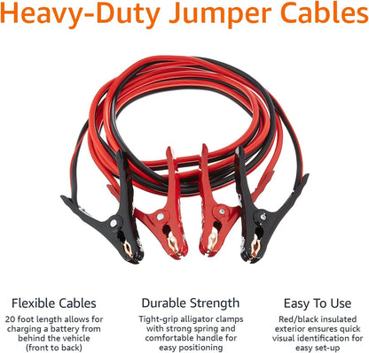 Basics Jumper Cable for Car Battery, 10 Gauge, 12 Foot