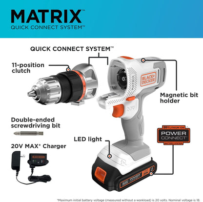 BLACK+DECKER 20V MAX Matrix Cordless Drill